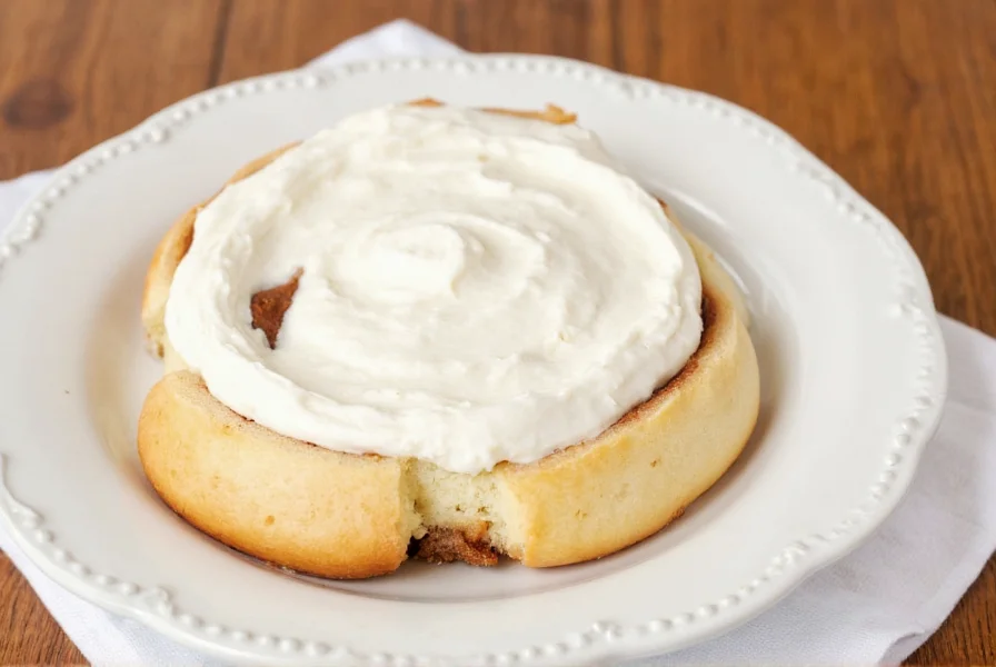 Step-by-step preparation of butter-based cinnamon roll frosting in a mixing bowl with powdered sugar and butter