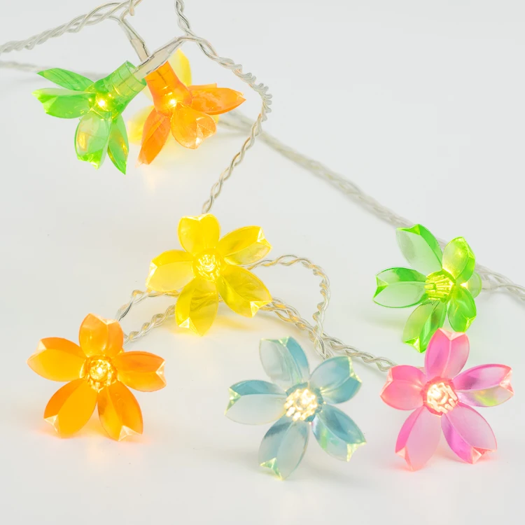 LED flower light 16L plastic sakura fancy light chain garden decoration battery operated