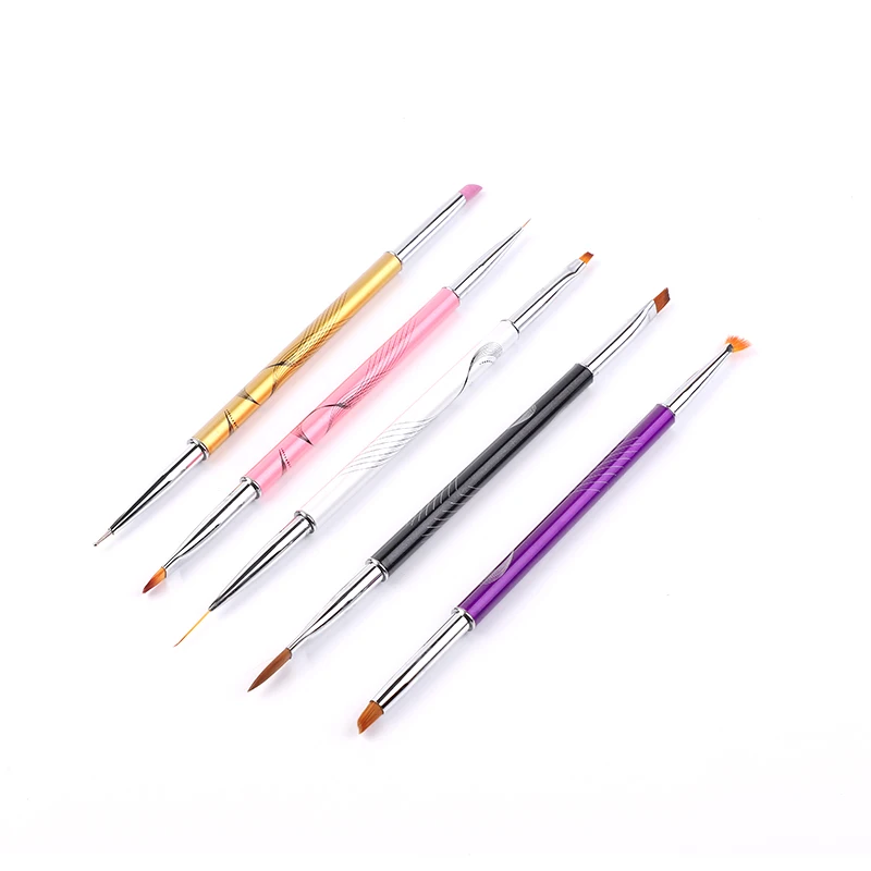 

Hot Selling Professional Nail Pen Aluminum Handle Double-head Nail Brush Painting Pen
