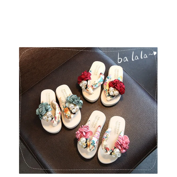 

Fashion beautiful flowers girles casual flat soles flip flops slippers for girl wear