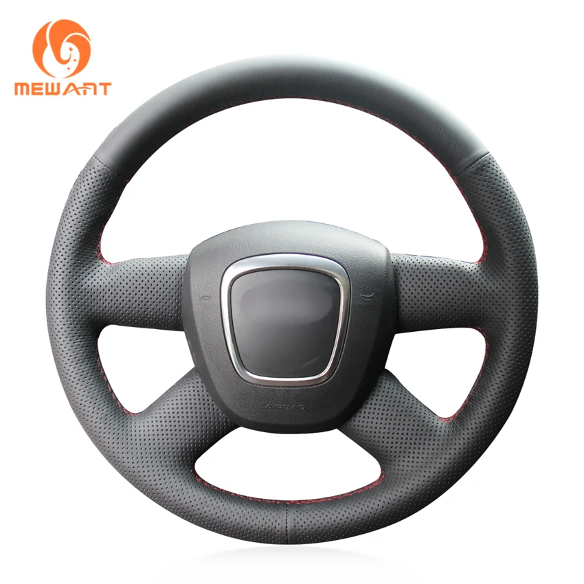 

Black Artificial Leather Hand Sewing Custom Car Steering Wheel Cover For Audi A3 A4 A6 Q5 Q7 2005 - 2013