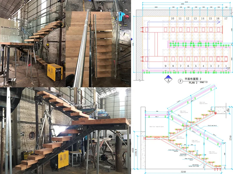 Interior residential steel beam straight stairs modern iron stairs of the house price