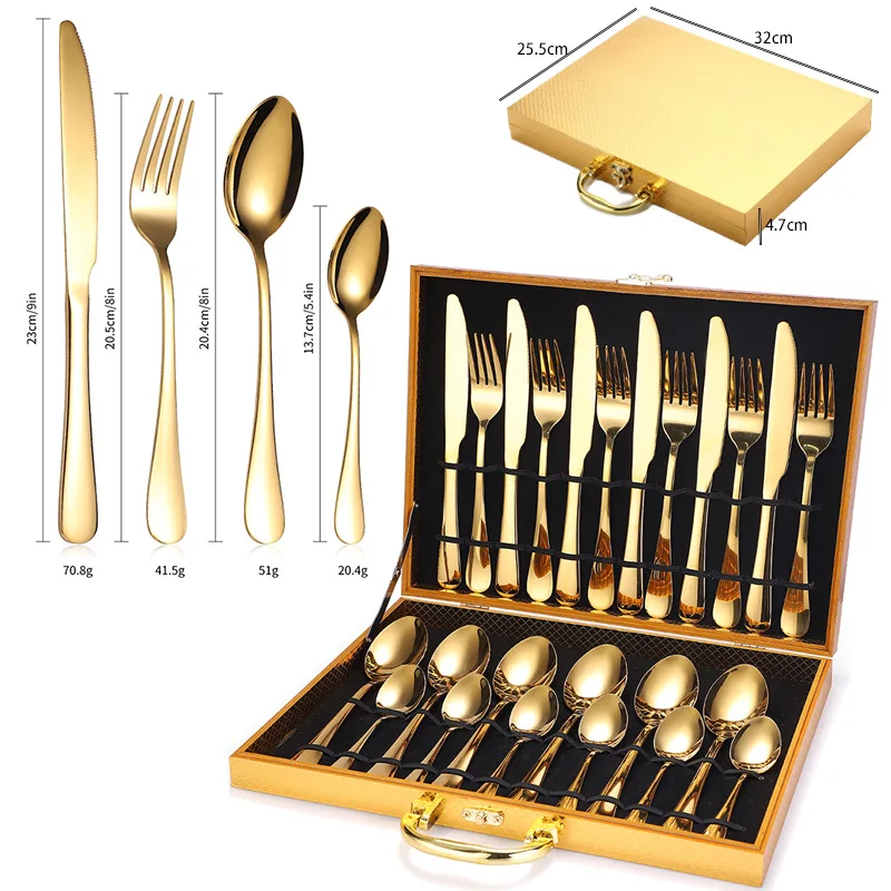 High Quality 24 Piece Stainless Steel Gold Cutlery Set – KITCHEN ROYALTY