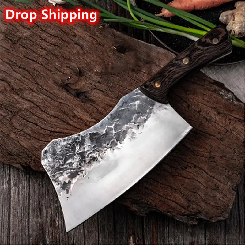 

Dropship 7.5 inch Handmade Full Tang Forged High-carbon Steel Wenge wood handle Kitchen Knives China chopping Cleaver knife, Silver