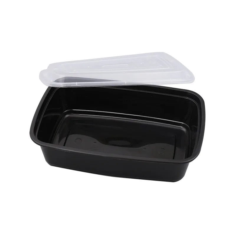 

B1616 New Fast Food Take Out Containers Food Packing Boxes Black Rectangle Kitchen Supplies Disposable Lunch Dinner Boxes, Multi colour
