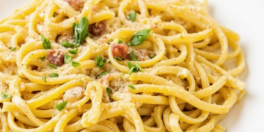 Drizzling Italian oil seasoning onto freshly cooked pasta