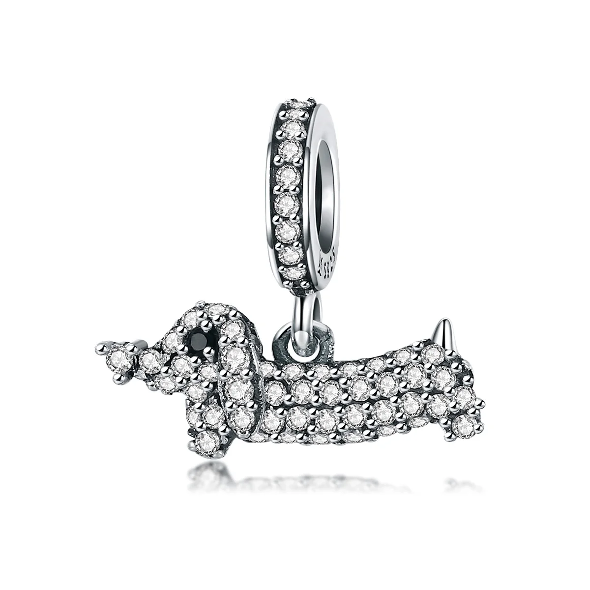 

SCC709 High quality CZ gemstone little dog silver 925 charms jewelry