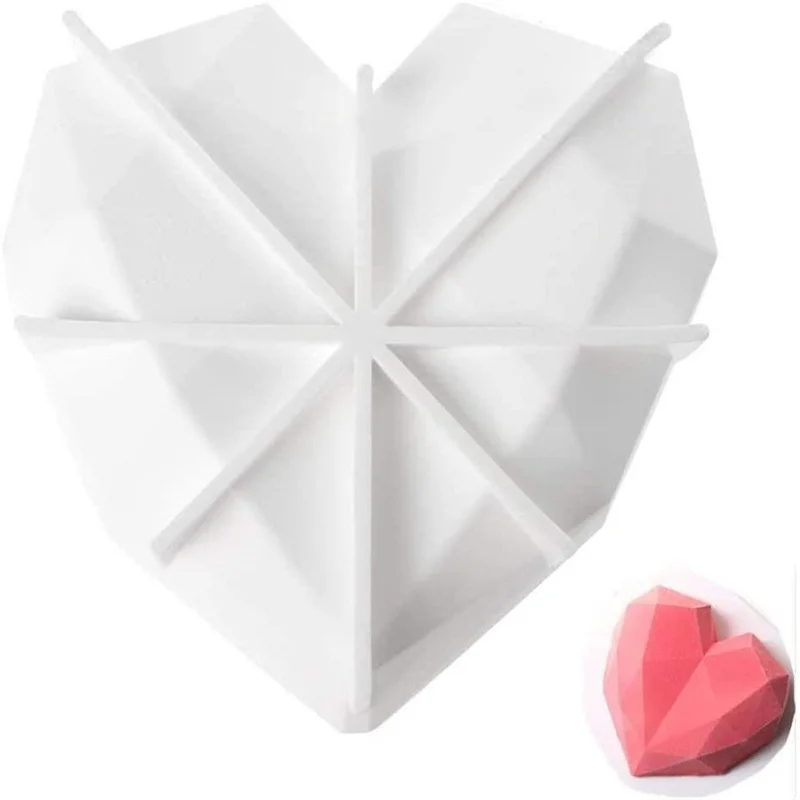 

Youngs YS-TZ393 3D silicone heart diamond mousse mold chocolate mold cake fondant tools Heart-shaped mousse cake molds