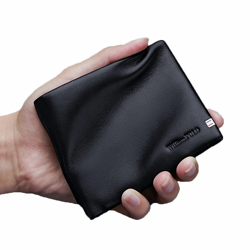 

New Style Ultra-thin Wallet Mens Brand Short Genuine Horizontal Men Long Cowhide Youth Card Bag Black Leather Wallet for Man
