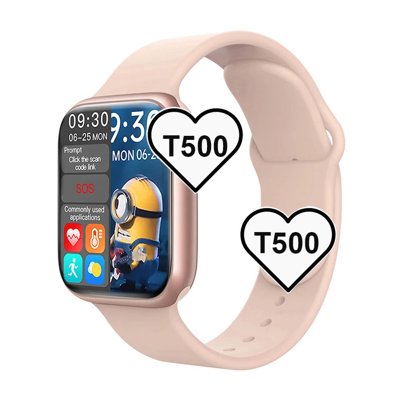 

T500 Smartwatch T500+ PRO T55 W26 Smart Watch Bracelet Relojes Inteligentes Heart Rate Monitor Band Blood Pressure for IOS, Black white pink
