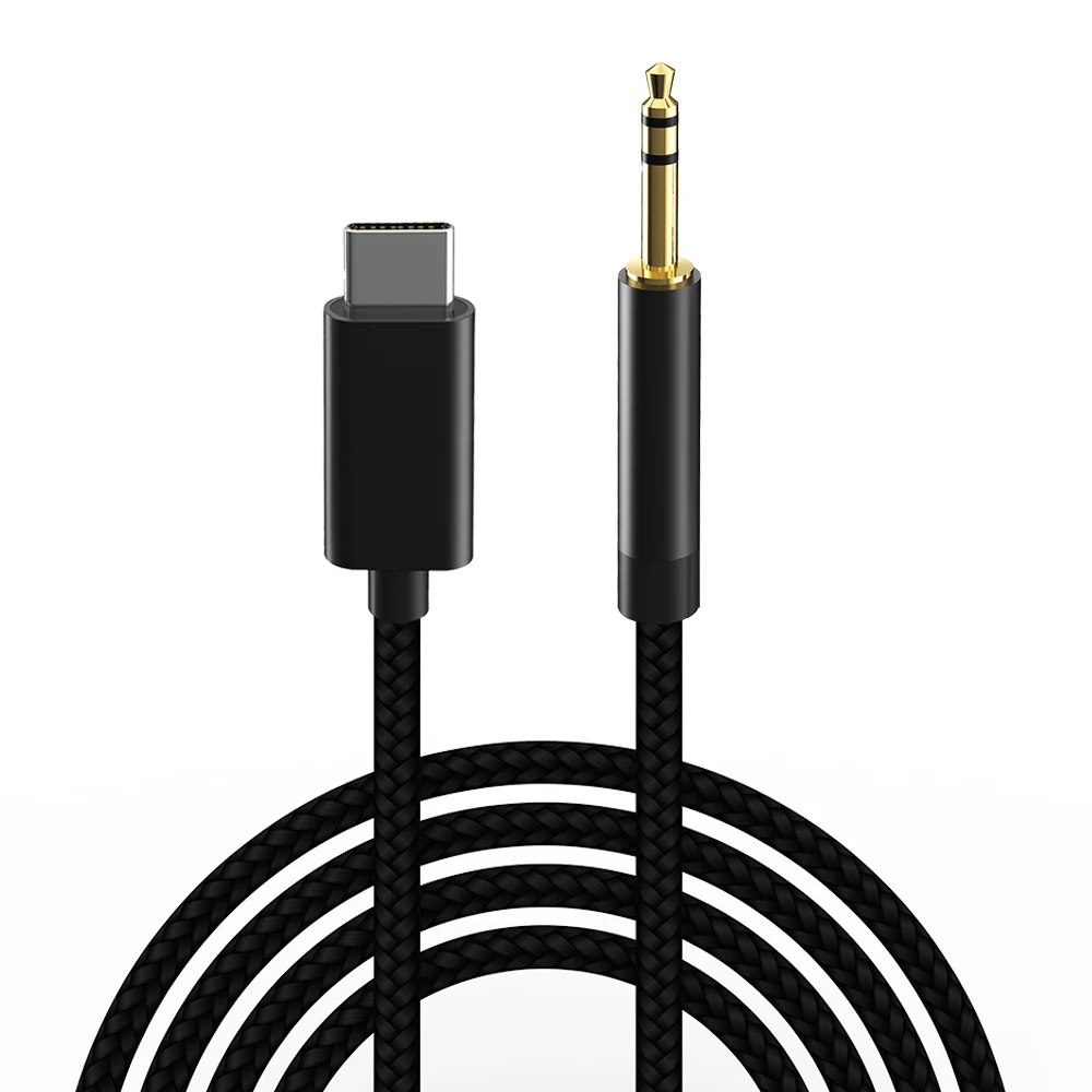 

USB C Aux Type C Male to 3.5mm Male Audio Mobile Phone AUX Cable, Black or custom