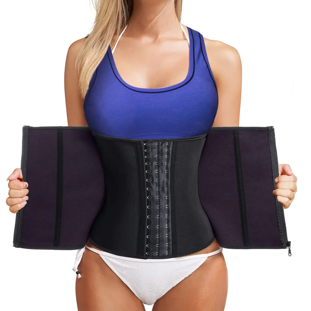 

Neoprene waist trainer corset private label women zipper waist trainer body shapers corset, Black or custom