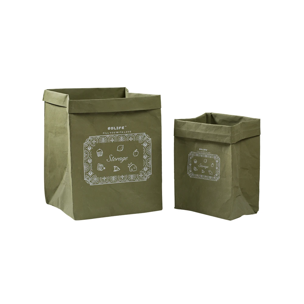 

Stock washable kraft paper bag square storage bag