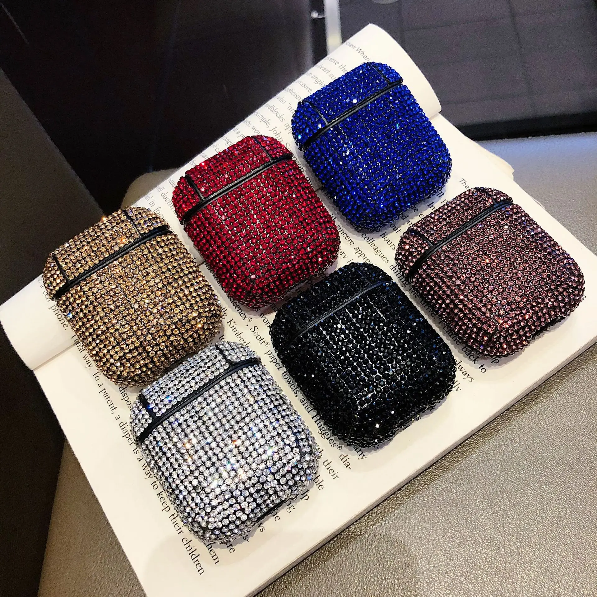 

Wholesale crystal diamond protective case airpod case rhinestone airpods case glitter cover for airpods gen 1/2 and pro, 6 colors