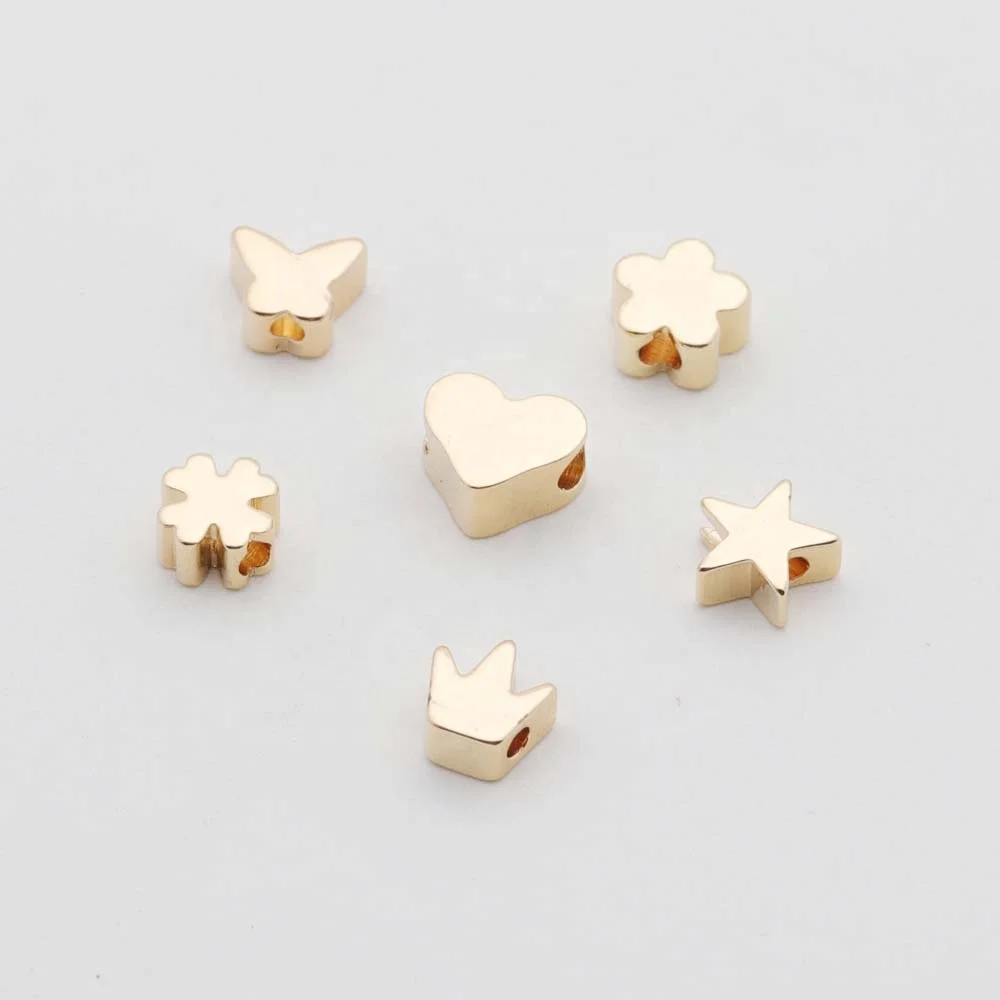 

2mm small hole heart star crown clover flower shaped tiny spacer bead charms