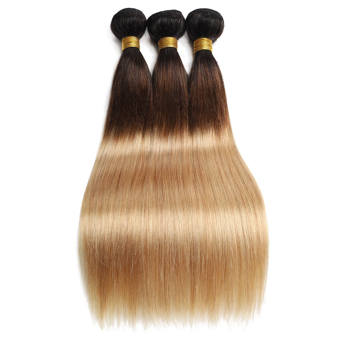 

Ombre Straight 1b/4/27# Human Hair Extensions, Brazilian Hair, 10-24 inches Bundles for Women