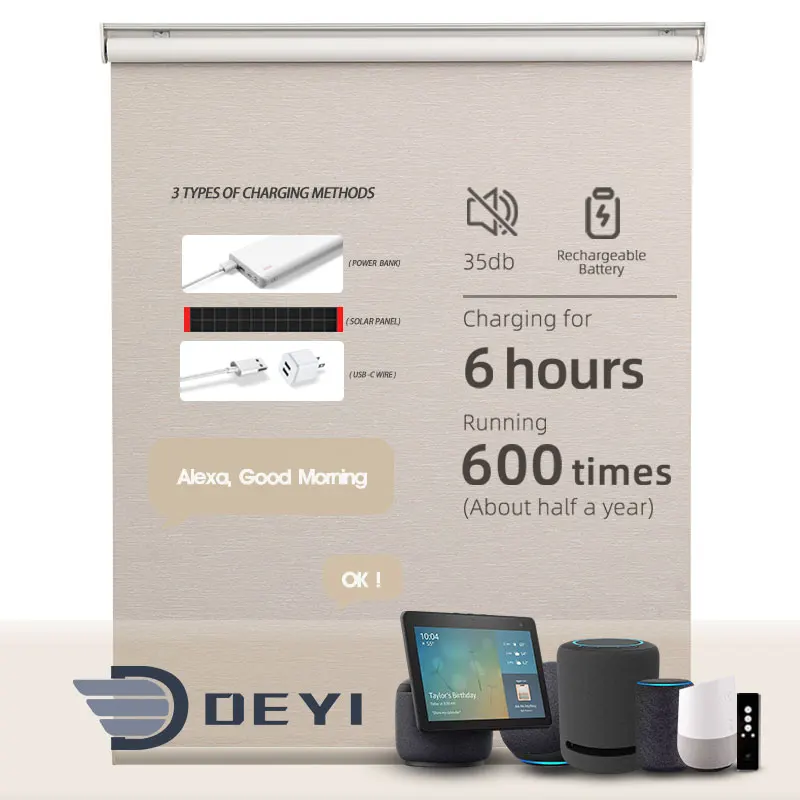 

Deyi Smart Alexa Google Tuya Zigbee motorized roller blinds Window Shades, Customized color