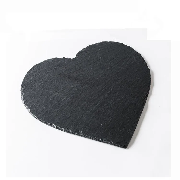 

Engravable Black Heart Shape Wholesale Slate Coasters Set for Drink