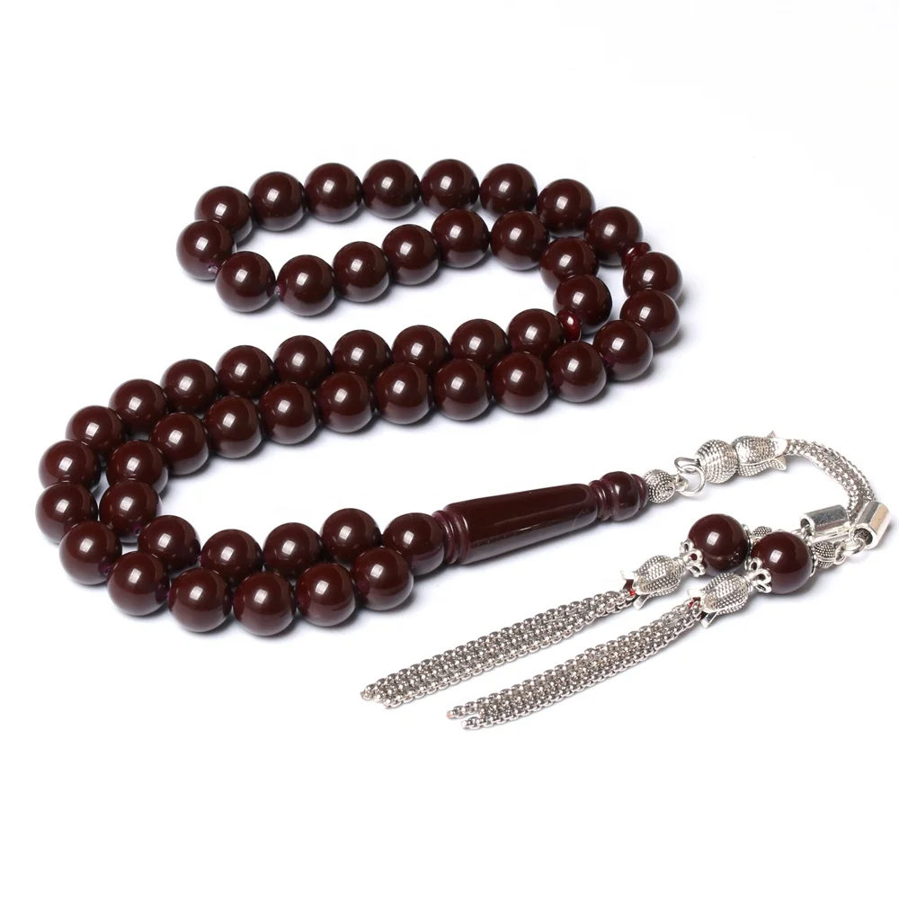 

Good quality 10mm 51 Misbaha Man's Tasbih synthetic amber resin prayer beads gift Islamic rosary beads muslim misbaha