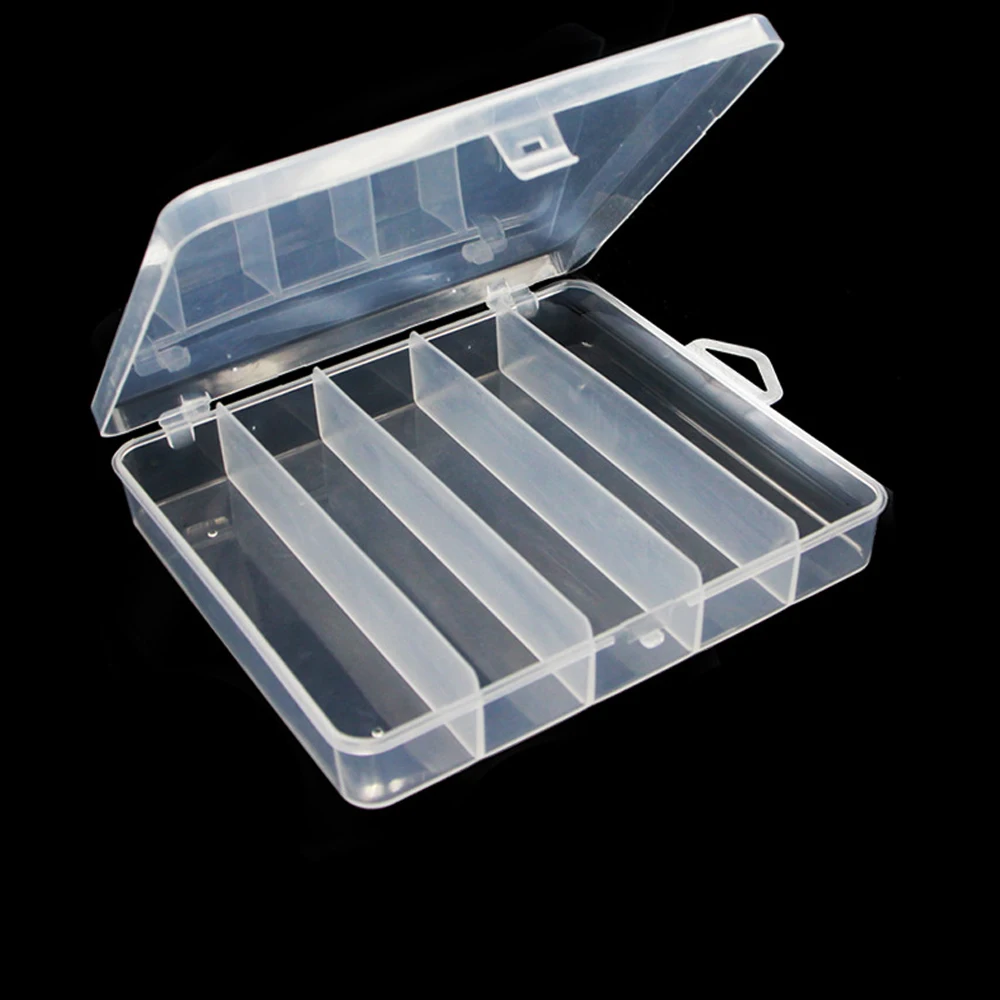 

Leading  102g 5 Slots Plastic Single Buckle Water Proof Fishing Tackle Box Multifunction Bait Hooks Storage, Transparent