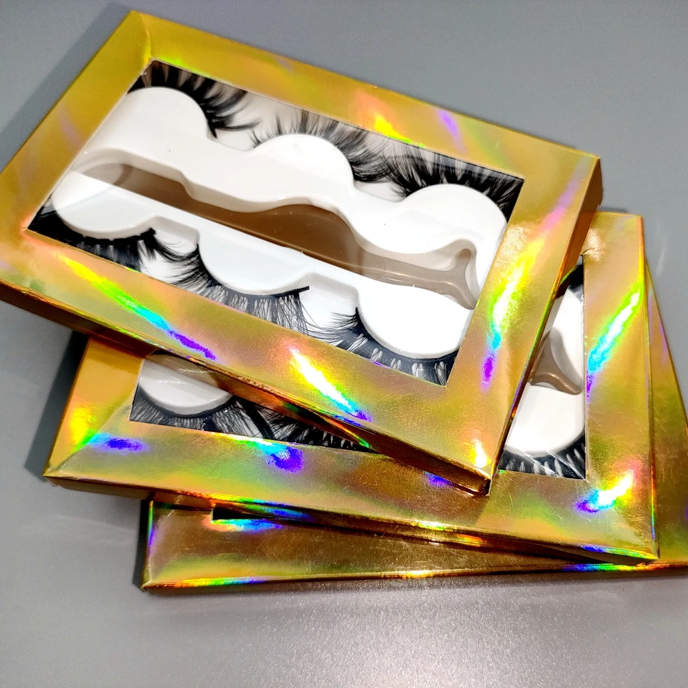 

3d Full Faux Mink Eyelash Eyelashpackaging Box Gold Label Eyelash