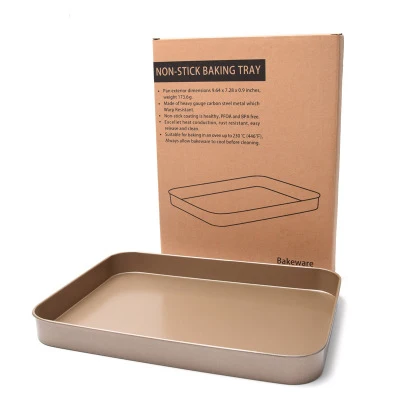 

10 "Rectangular Golden Carbon Steel Non-Stick Baking Cake Tray Oven Baking Pans