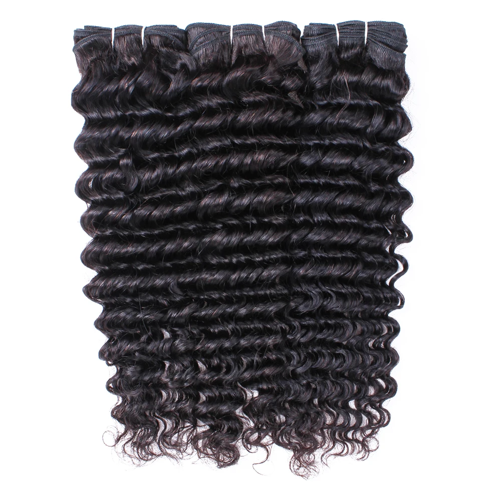 Wholesale Raw Cuticle Aligned Virgin Deep Wave Hair Bundles , Natural Remy Virgin Raw Indian Temple Hair Vendor