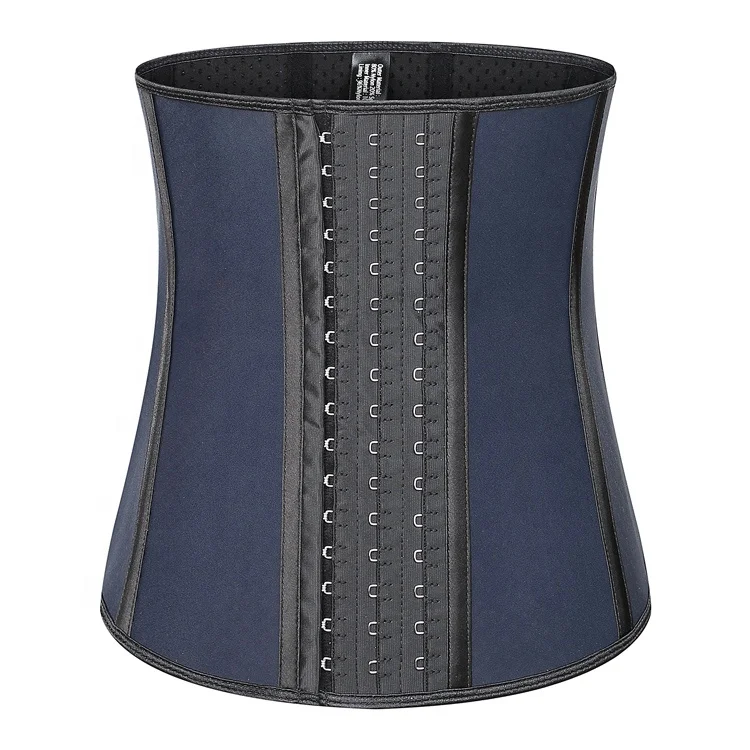 

Press button belt close waist tight latex corset body shaping waist cover, Navy