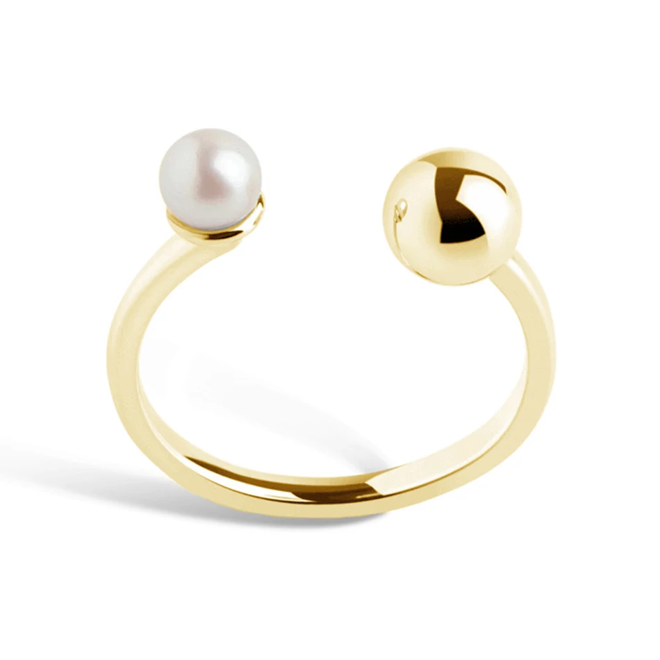 

high polish jewelry 925 sterling silver rings 18k gold vermeil trendy special eternity opening pearl ring for women