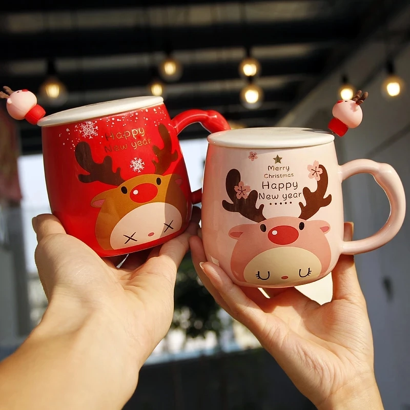 

New Ceramic Coffee Mug 3D Snowman Creative Cartoon Milk Breakfast Cup Christmas Gift