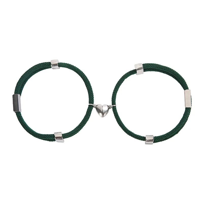 

New Stainless Steel Bracelets Lettering Alloy Love Magnet Attracts Couple Bracelets A Pair Of Men And Women Hand Rope Jewelry