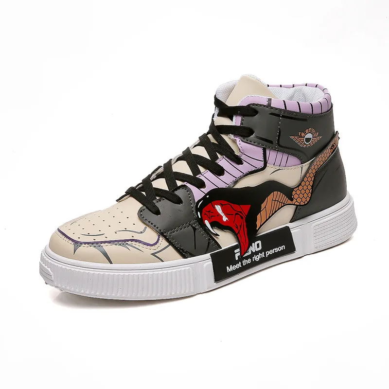 

Hot Sale Hard-wearing Men Shoes Anime High Top Shoes 3D Men Skateboard Shoes Casual, Grey