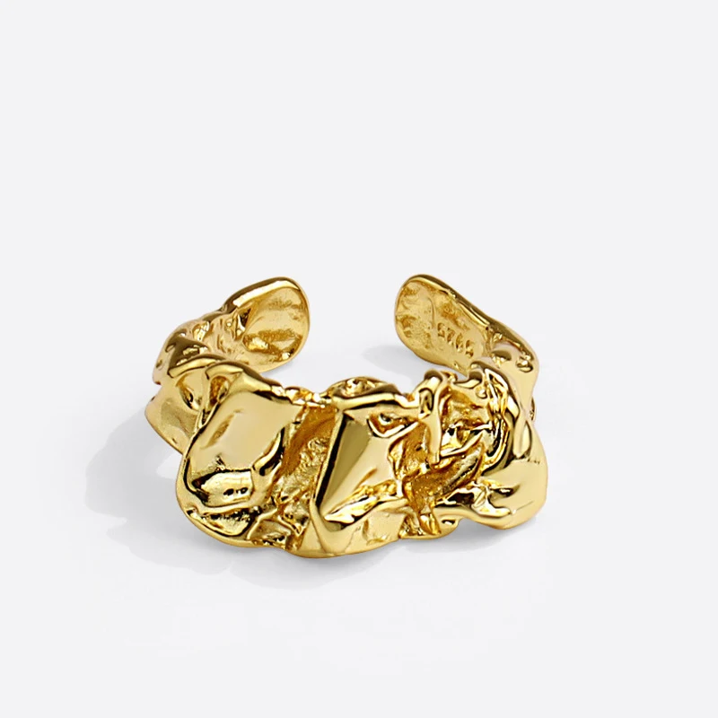 

Vintage Geometric Finger Rings Irregular Tin Foil Opening Ring for Women Men, Gold/silver or customized color