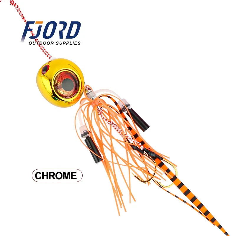 

Fjord High Quality 3D Eyes 40/60/80/100/120/150G Jig Head Lure Saltwater With Skirt Swim Bait, 8 color