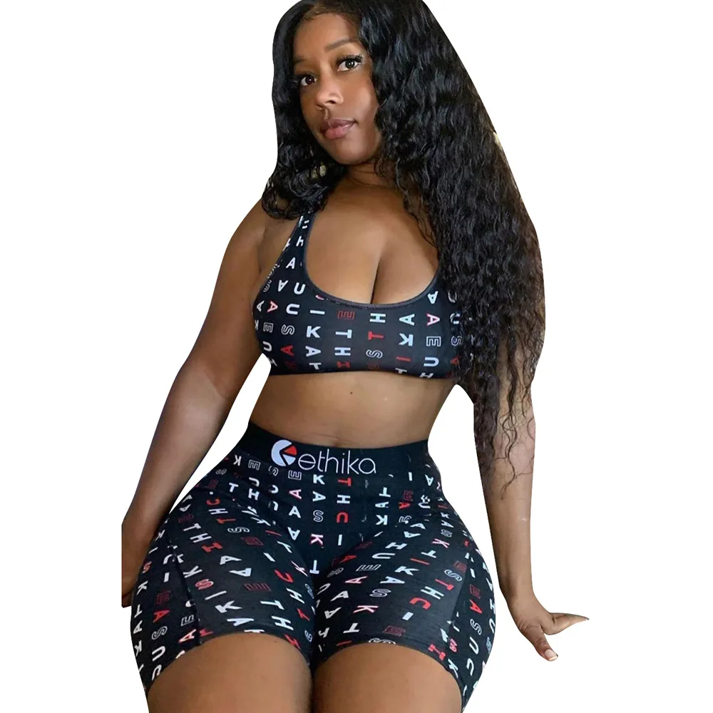 

2020 new style 6350 sports underwear and shorts set shorts and tank top set for women underwear 2 piece sport ethika suit
