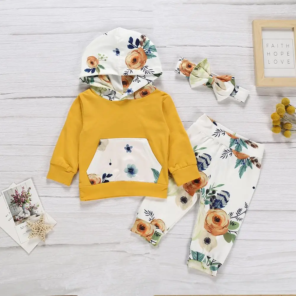 

Girls Sets New Autumn Floral Children Long Sleeve T-shirt+Long Pants 2PCS Kids Suit Fashion 0-24m Baby Clothes, As picture