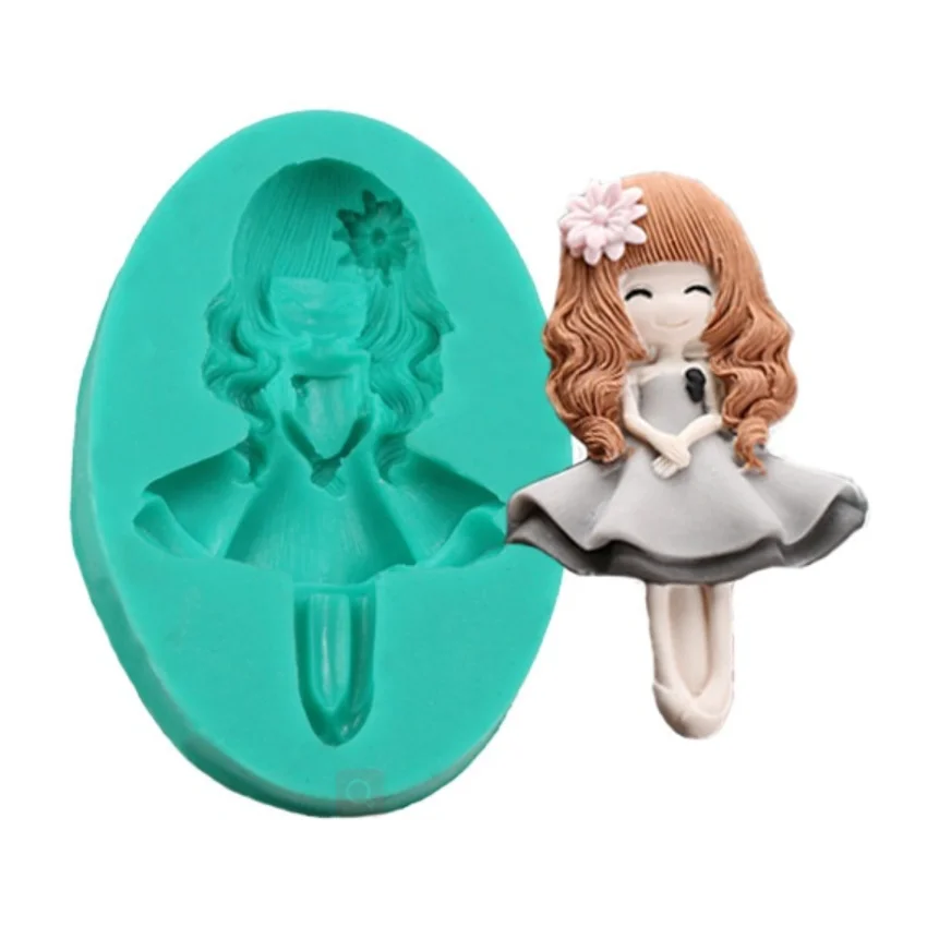 

Creative Design Long Hair Girls Chocolate Cake Mold for Cake Decorating DIY Barbie Doll Shape Cake Tool Pastry Baking Tools, Green