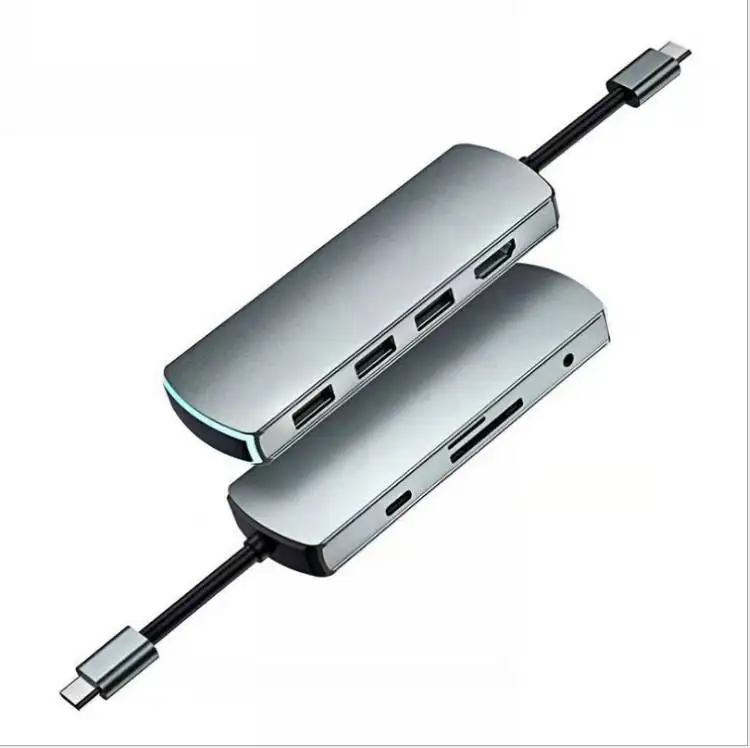 Hot Selling Integrated Led Indicator 8 In 1 Multiport Type C Usb Hub