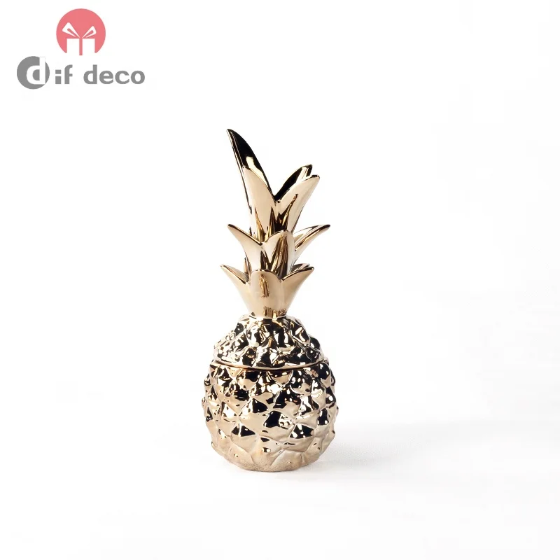 
Personalized Gold Electroplated Ceramic Pineapple Home Decoration Bedroom Decor 