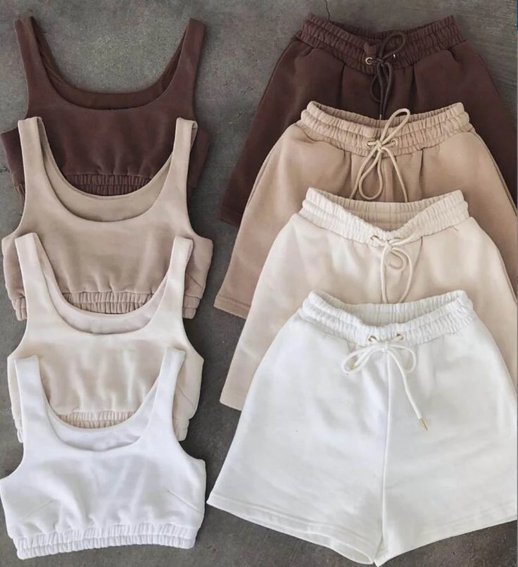 

2021 Summer Short Set Women Two Pieces Biker Shorts Set Sleeveless Tracksuit Tank Crop Top+Shorts Set Women Lounge Wear