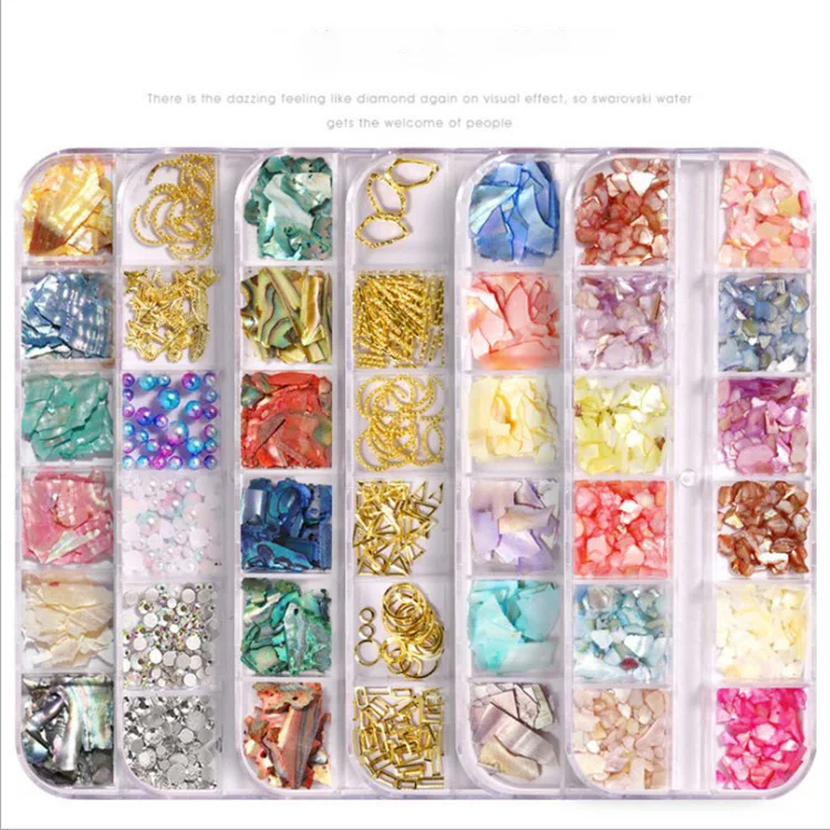 

New Designs Nail Art Sticker 3D Jewelry Rhinestone Acrylic Crystal Accessories Luxury Aurora Shell Nail Decoration