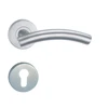 Hollow stainless steel lever handle on roses, Inox tube bent stainless steel door handle mortise