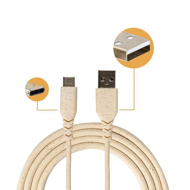 

TOYOUMI Mini Biodegradable Universal USB Cable Packaging Smart USB Connector Cable for Phone, Beige