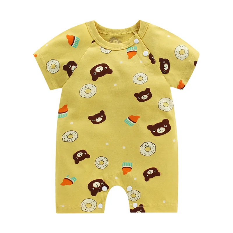 

New summer baby's one-piece clothes hatsuit newborn baby pure cotton short sleeve thin open crotch creeper