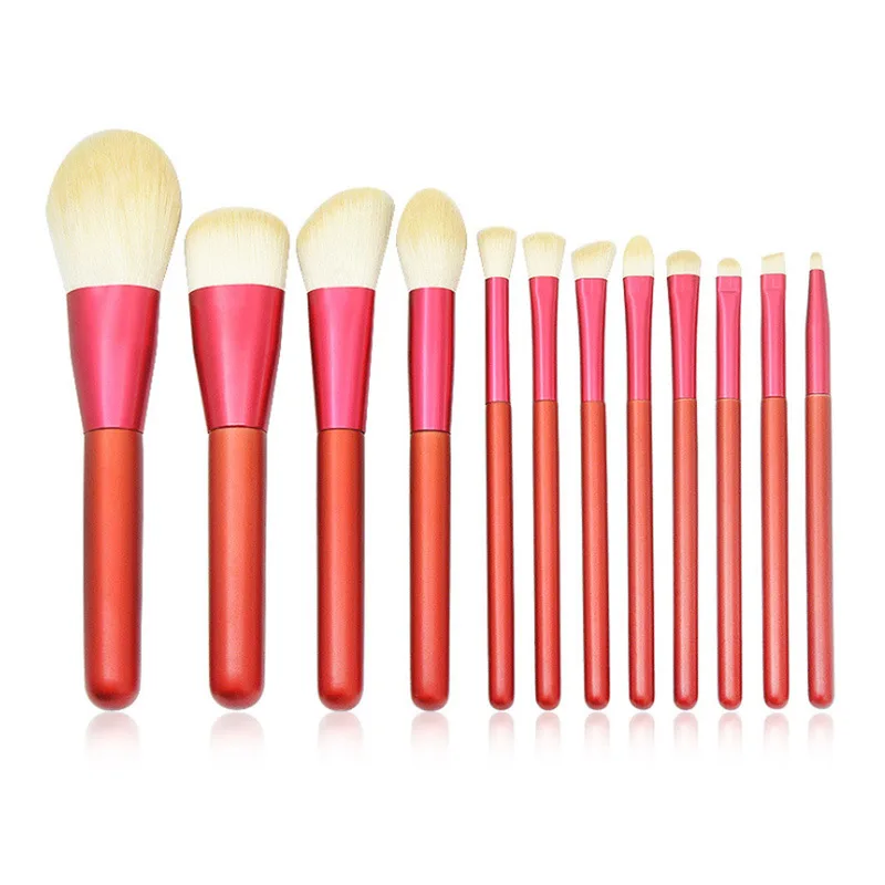 

2020 hot sale luxury custom private label makeup brushes 12 pcs red makeup brush set pincel maquiagem