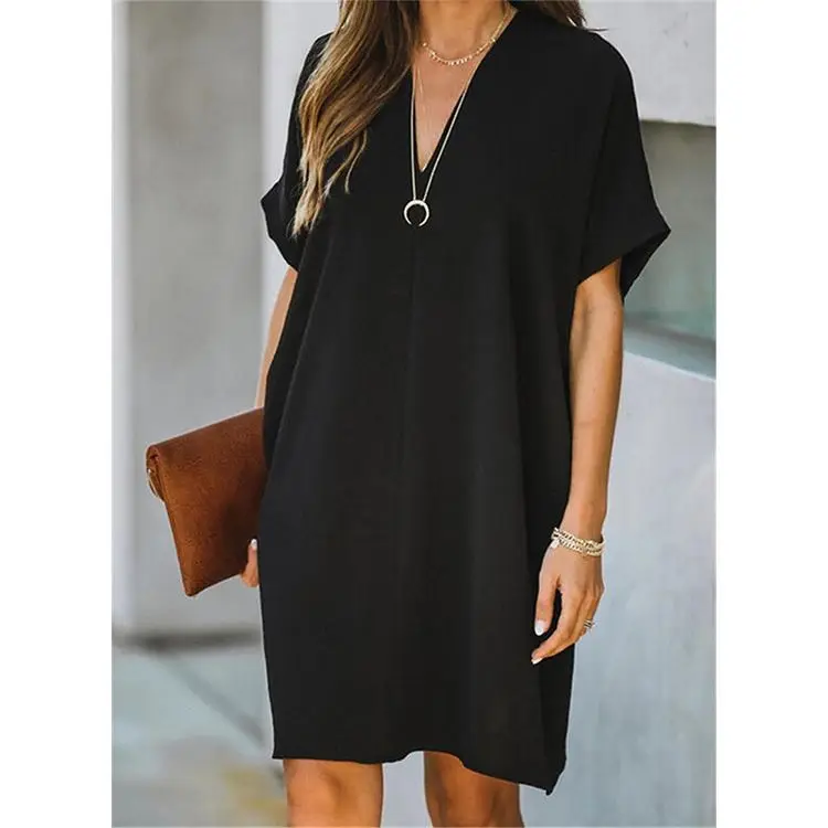 

PEARL Short Sleeve Loose Woman Casual Dress 2021 Women Dresses Women's Summer Clothing
