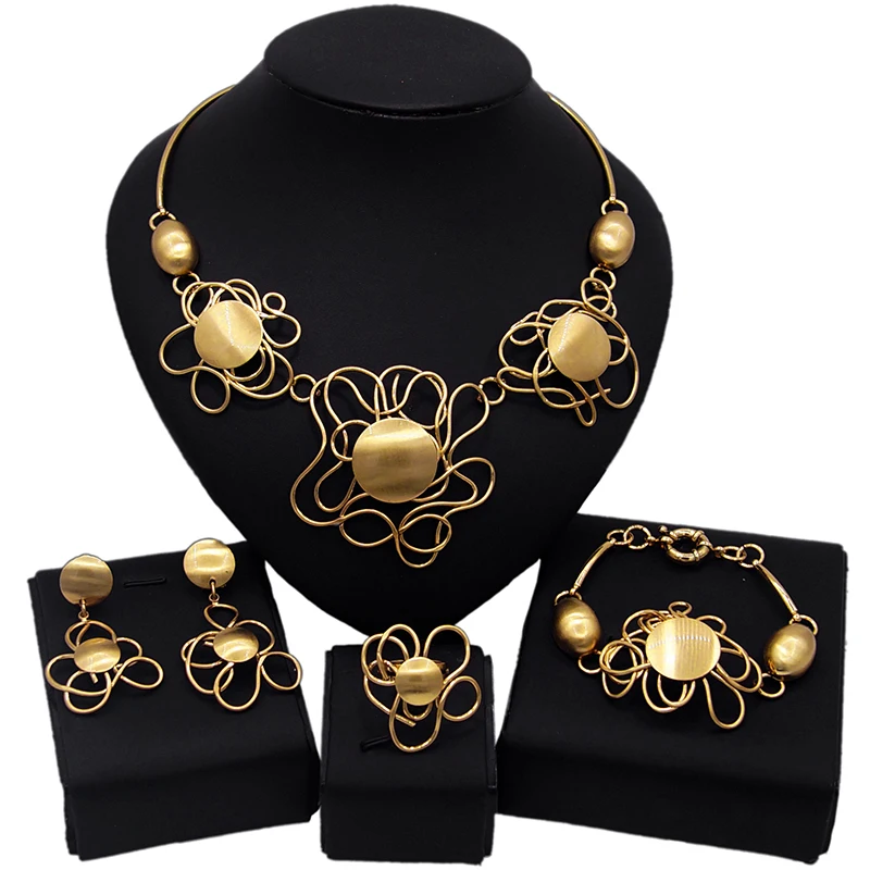 

24K gold dubai jewelry sets fashion necklace sets necklace African women gold jewelry sets wholesale