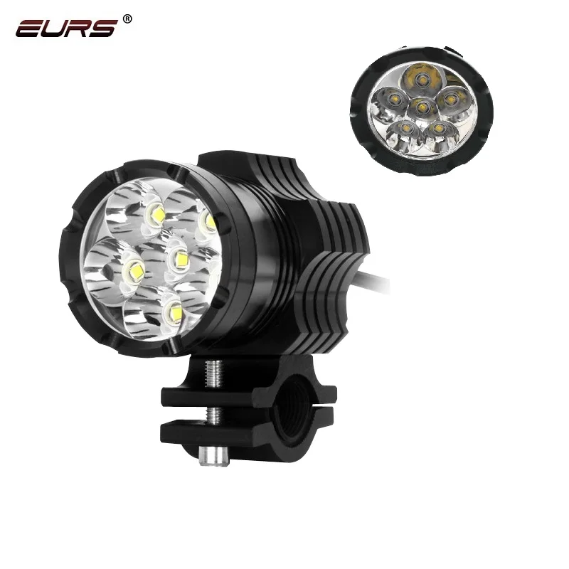 

EURS 1pcs V6S Motorcycle led headlight 60W Spotlights Headlamp 6LED 60W 6000LM Moto Spot Head Light DRL Waterproof DC 12V 48V, Cool white