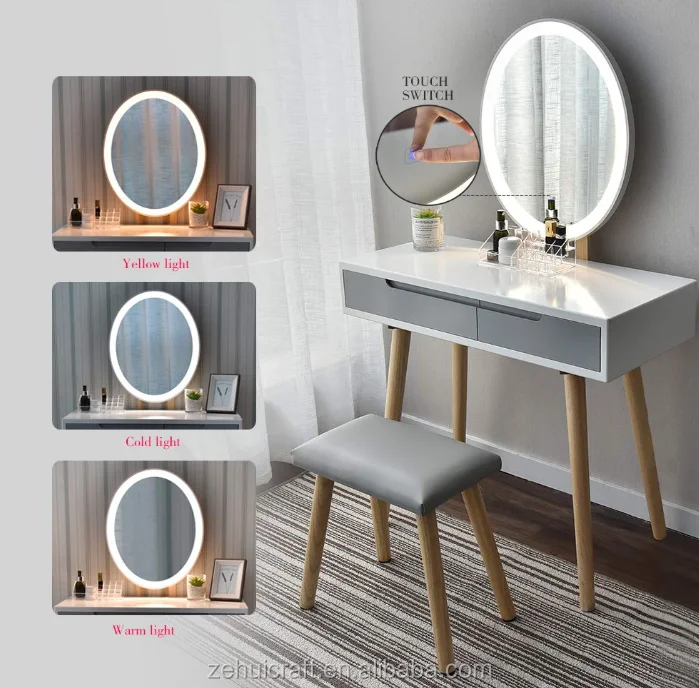 White Simple Makeup Table White Simple Makeup Table,Bench And Table