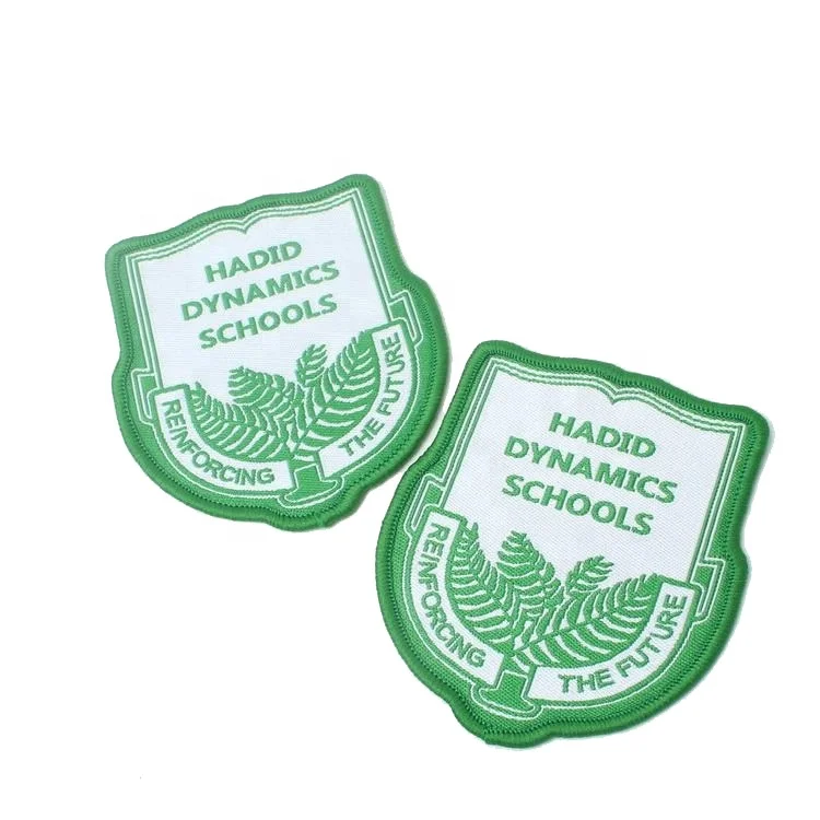 

Bulk Patches Factory Merrow Border Sew on Design Custom Name Logo Woven Badges for School Uniform